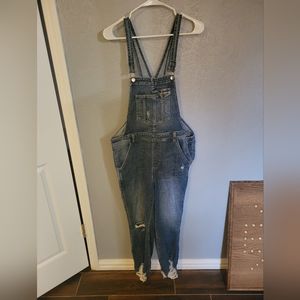 Women's Distressed Overalls